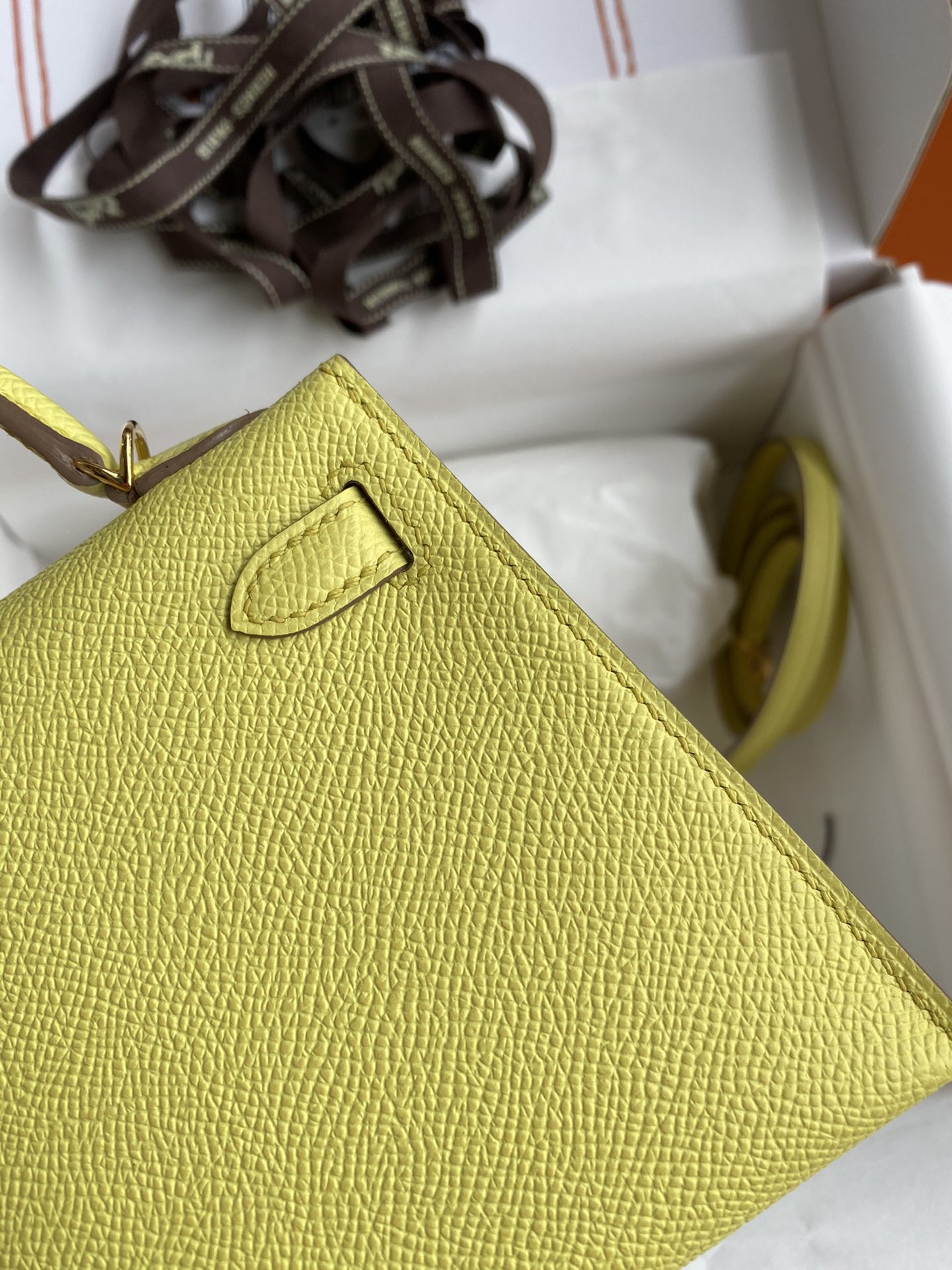 Hermes Kelly Mini II Bag 19CM In Jaune Poussin Epsom Leather